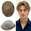 0.06mm Thin Skin Hairpieces for Men Toupee Hair Replacement Systems All V-loop Invisible Hairpiece for Mens Real Human Hair Systems #20 Light Ash Blonde 7X9-120% Density view 1