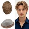 0.06mm Thin Skin Hairpieces for Men Toupee Hair Replacement Systems All V-loop Invisible Hairpiece for Mens Real Human Hair Systems #17R Brown/Blonde MiXWarm Tone 8X10-90% Density view 1