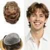 0.06mm Thin Skin Hairpieces for Men Toupee Hair Replacement Systems All V-loop Invisible Hairpiece for Mens Real Human Hair Systems #20R Light Warm Blonde 8X10-90% Light Density view 1