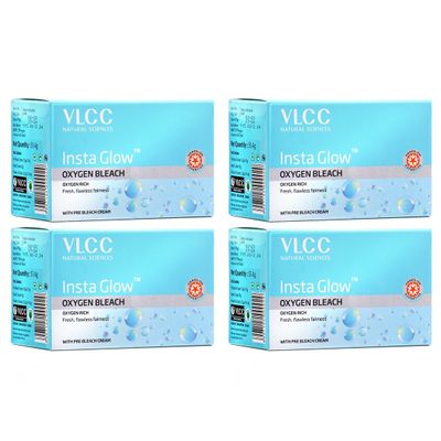VLLCC'S Insta-Glow Oxygen Bleach, Facial Hair Bleach Treatment, 51g x 4 Pack, for Bright Fresh Skin
