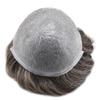 0.06mm Thin Skin Hairpieces for Men Toupee Hair Replacement Systems All V-loop Invisible Hairpiece for Mens Real Human Hair Systems #340#3 Dark Brown+40% Grey 8X10-90% Density view 4