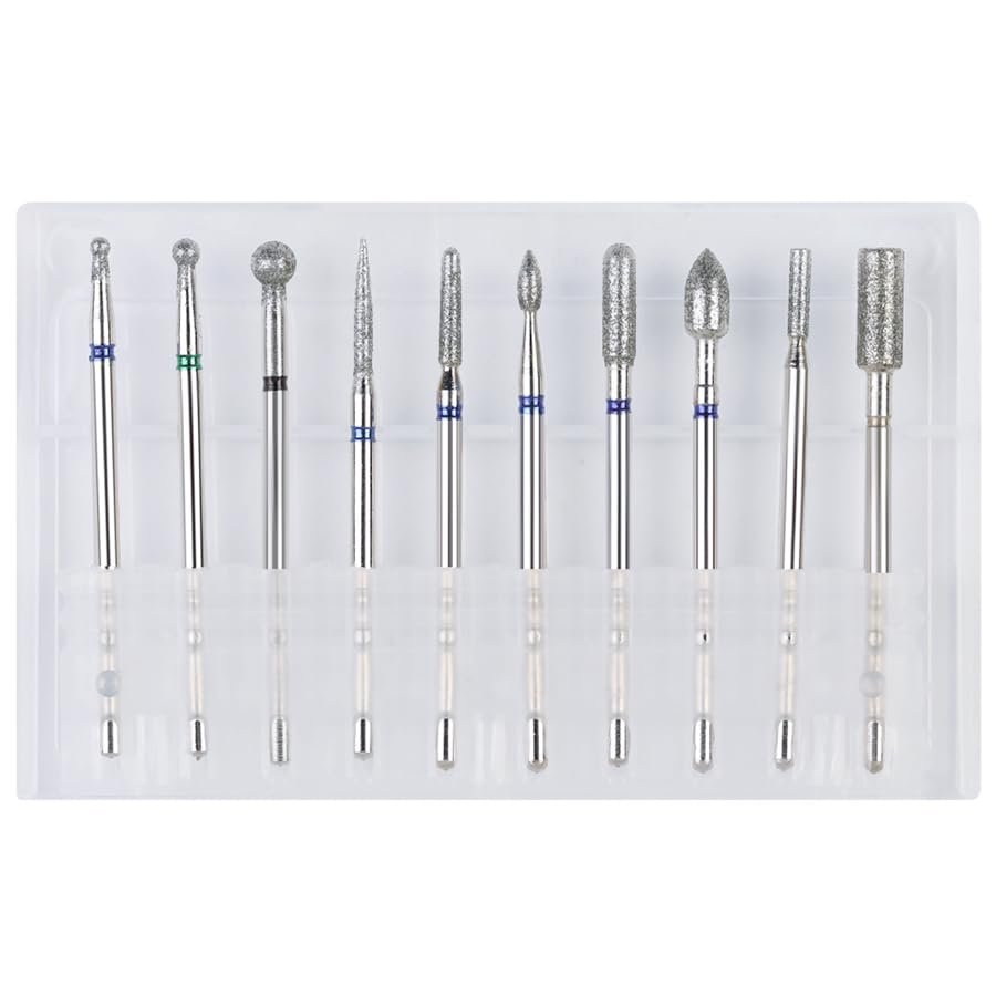 10Pcs Tungsten Steel Nail Grinding Head Set with File, Brush, Polisher & Dead Skin Remover Tools for Manicure Pedicure (ZH03)