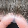 0.06mm Thin Skin Hairpieces for Men Toupee Hair Replacement Systems All V-loop Invisible Hairpiece for Mens Real Human Hair Systems #350#3 Dark Brown+50% Grey 8X10-80% Density view 3