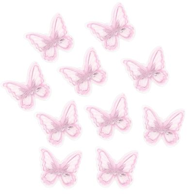 10PCS Pink Butterfly Hair Clips, Lace Embroidery Flower Butterfly Hair Bow Pins, Halloween Christmas Party Decor, Wedding Hairs Accessories for Women (Pink)