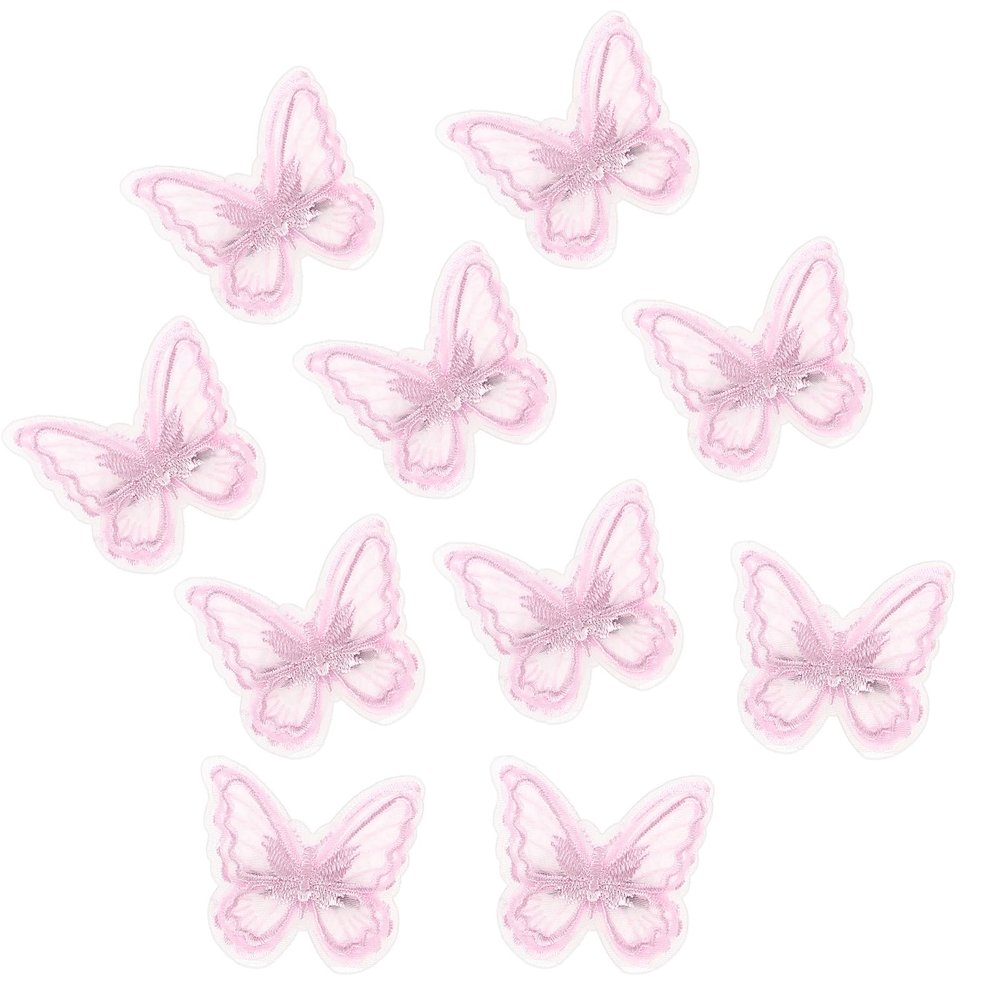 10PCS Pink Butterfly Hair Clips, Lace Embroidery Flower Butterfly Hair Bow Pins, Halloween Christmas Party Decor, Wedding Hairs Accessories for Women (Pink)