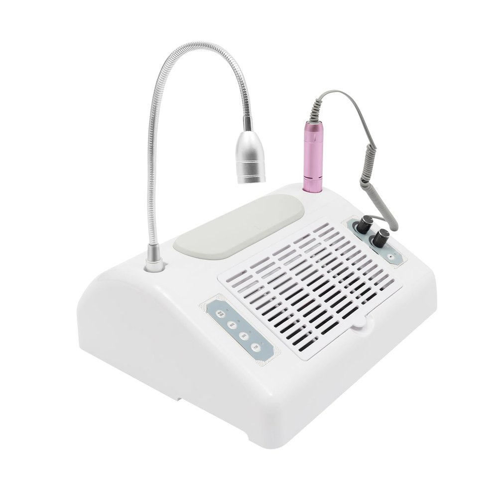 5-in-1 Nail Dust Collector, Electric Nail Drill Machine, 96W UV/LED Nail Lamp Dryer, 30000rpm, 360 LED Desk Light & Hand Cushion, All-in-One Salon & Home Gel Polish Kit