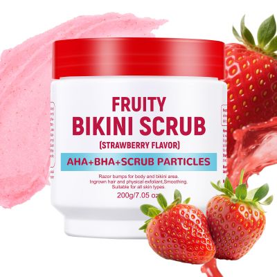 Bikini Area Exfoliator with Strawberry,Ingrown Hair & Razor Bump Scrub for Bikini,Underarm & Inner Thigh  Skin Smoothing, Moisturizing,Body Scrub For All the Skin (7.05oz)