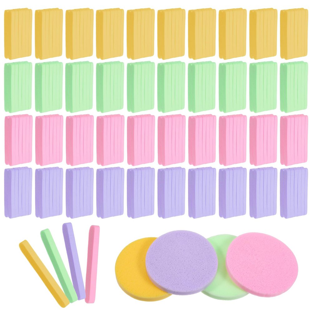 480 Count Compressed Facial Sponges, PVA Professional Makeup Removal Round Face Wash Sponges, Round Compress Face Cleaning Sponge for Cleansing Exfoliating(Yellow Purple Blue Pink)