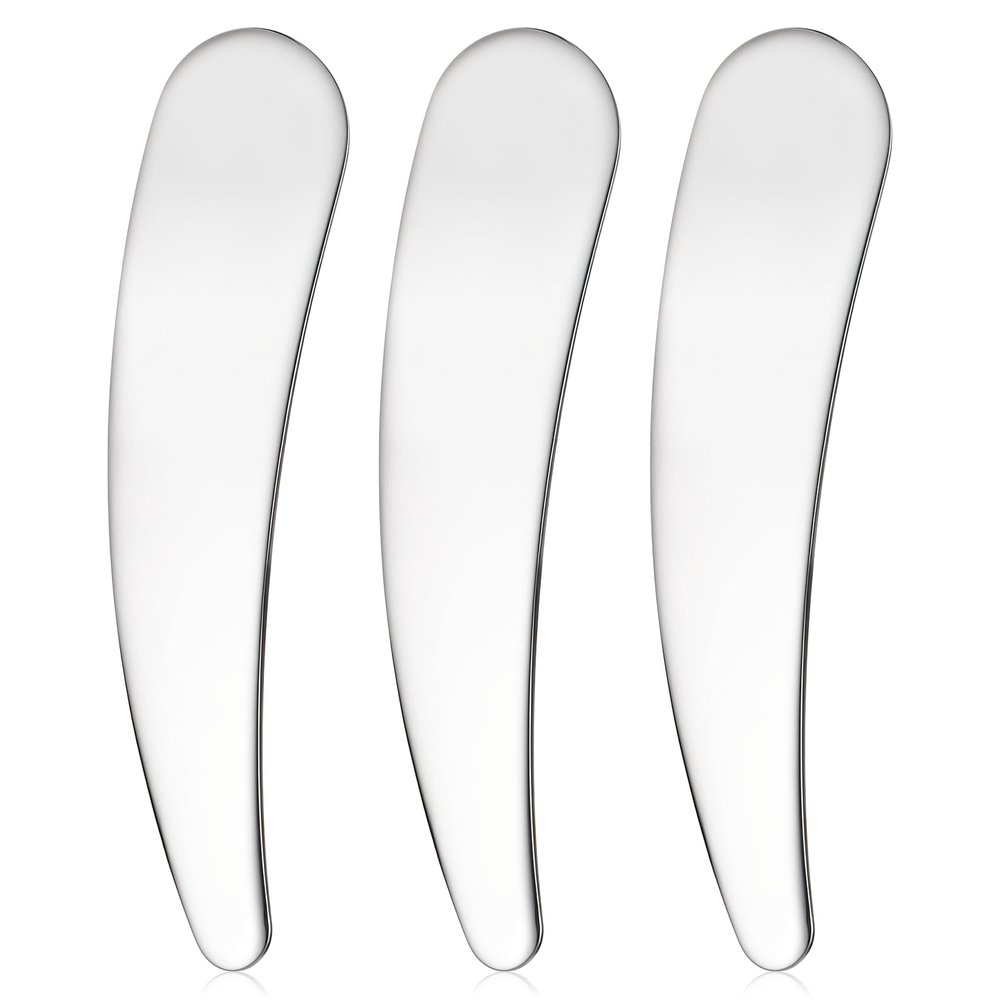 Mini Spatula for Cosmetics, 3Pcs Reusable Washable Skincare Spatula Portable Stainless Steel Makeup Spatulas Beauty Accessories for Mixing Sampling Plant Skin Care Eye Cream