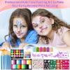 Kids Face Painting Kit with Organizer Box - Rainbow Color Non Toxic & Washable Face Paint Set with Stencils, Brush & Gems Kids Party Makeup for Halloween, Carnival & Costume view 2