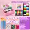 Kids Face Painting Kit with Organizer Box - Rainbow Color Non Toxic & Washable Face Paint Set with Stencils, Brush & Gems Kids Party Makeup for Halloween, Carnival & Costume view 3