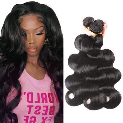 12 14 16 inch Human Hair Bundle Natural Black Body Wave Bundles100% Unprocessed Brazilian Virgin Hair 3 Bundles 150g #1b Color Natural Black