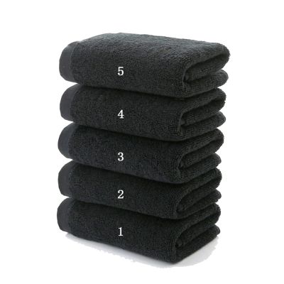 5 Pieces 35x75cm Cotton Black Face Towel Set No Fading Hand Towels Fit for Men Hotel Corporate Gift Soft and Highly Absorbent