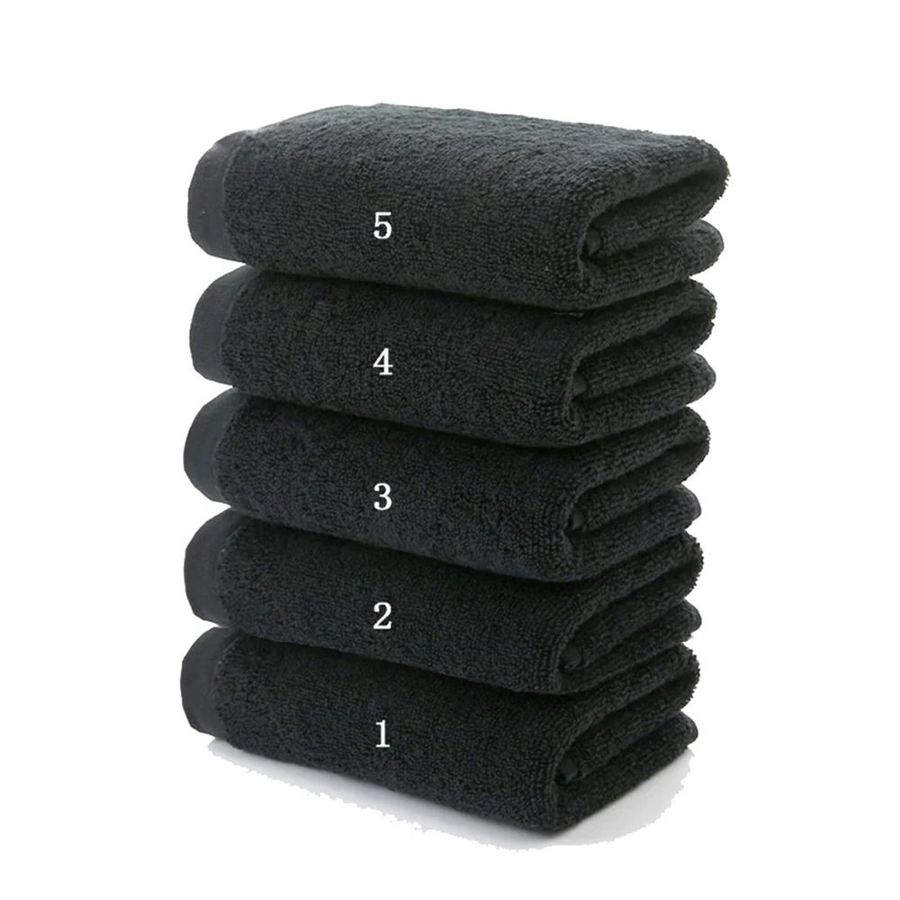 5 Pieces 35x75cm Cotton Black Face Towel Set No Fading Hand Towels Fit for Men Hotel Corporate Gift Soft and Highly Absorbent