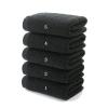 5 Pieces 35x75cm Cotton Black Face Towel Set No Fading Hand Towels Fit for Men Hotel Corporate Gift Soft and Highly Absorbent view 1