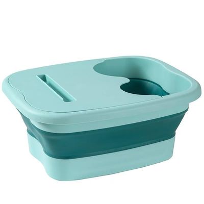 Foldable Foot Bath Bucket  Portable Spa Basin for Soaking, Massage, Pedicure & Home Sauna (Green-lid)
