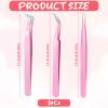3 PCS Lash Tweezers for Eyelash Extensions, Precision Straight Curved Volume Eyelash Tweezers Tool, Lash Clusters Tweezer for Stickers Lashes Extension Nail Rhinestone Tools (Pink) view 2
