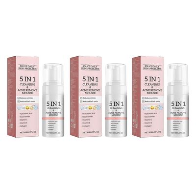 5-in-1 Cleansing Mousse - Deep Pore Clean, Fade Acne Marks, Remove Blackheads/Whiteheads, Oil Control, Brighten Skin(3PCS)