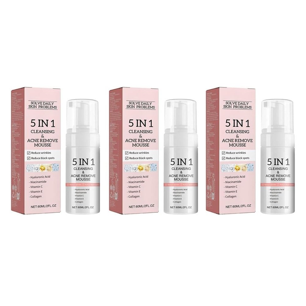 5-in-1 Cleansing Mousse - Deep Pore Clean, Fade Acne Marks, Remove Blackheads/Whiteheads, Oil Control, Brighten Skin(3PCS)