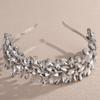 Lenjicons Bridal Rhinestone Hair Crown Teardrop Rhinestone Wedding Headband Luxury Crystal Hair Crown Handmade Crystal Rhinestones Hairband for Wedding Women (silver) view 2