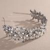 Lenjicons Bridal Rhinestone Hair Crown Teardrop Rhinestone Wedding Headband Luxury Crystal Hair Crown Handmade Crystal Rhinestones Hairband for Wedding Women (silver) view 4