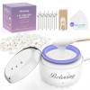 Nose Wax Kit Men, Portable Wax Warmer for Hair Removal with 100g Beads, 10 Applicators, 10 Nose Sticks, Mini Ear Eyebrow Waxing Kit for Women, At Home Hair Removal Machine for Face -White view 1