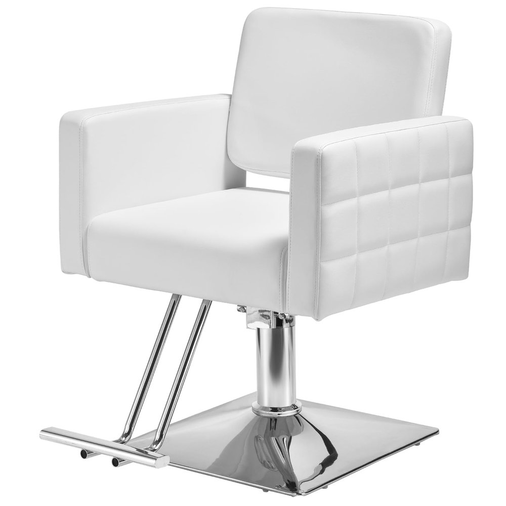 Apllamo Barber Salon Chair for Barbershop - Load Weight 330 Lbs,Heavy Duty Hydraulic Pump Height Adjustable,360Swivel with Footrest,Soft Leather with Armrest,Salon Spa,Hair Styling Stylist (White)