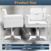 Apllamo Barber Salon Chair for Barbershop - Load Weight 330 Lbs,Heavy Duty Hydraulic Pump Height Adjustable,360Swivel with Footrest,Soft Leather with Armrest,Salon Spa,Hair Styling Stylist (White) view 2