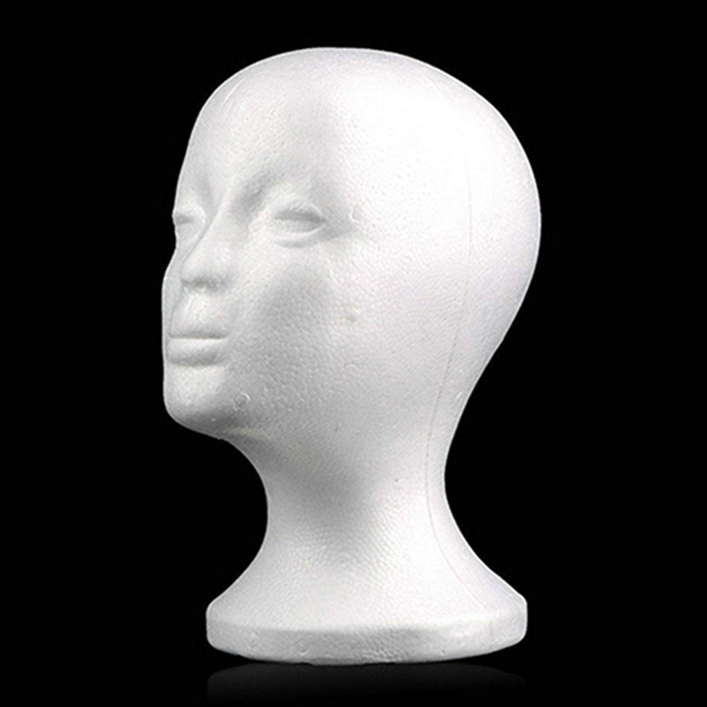 1 Pack Foam Wig Head Stand for wigs Female Styrofoam Mannequin Head Wig Display for Style, Model, Display Hair, Hats, Hairpieces, Mask , Salon and Travel Wigs Display Stand for Home Salon Store