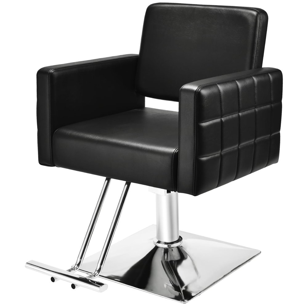 Apllamo Barber Salon Chair for Barbershop - Load Weight 330 Lbs,Heavy Duty Hydraulic Pump Height Adjustable,360Swivel with Footrest,Soft Leather with Armrest,Salon Spa,Hair Styling Stylist (Black)