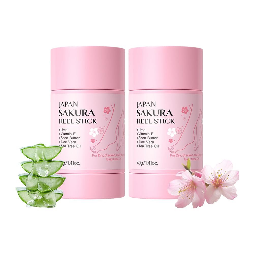 Wenrny 2 Pcs Sakura Foot Care Creams for Dry and Cracked Feet,Sakura Scent Cracked Heel Repair Sticks with Shea Butter,Vitamin E and Aloe Vera,Deeply Moisturizing,Softening and Smoothing Feet,1.4 Oz