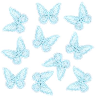 10 Pcs Blue Butterfly Hair Clips, Cute Lace Light Blue Butterfly Hair Clips Stylish Blues Butterflies Embroidery Hairpins for Women Daily Wedding Party Halloween Cosplay Photo Accessories