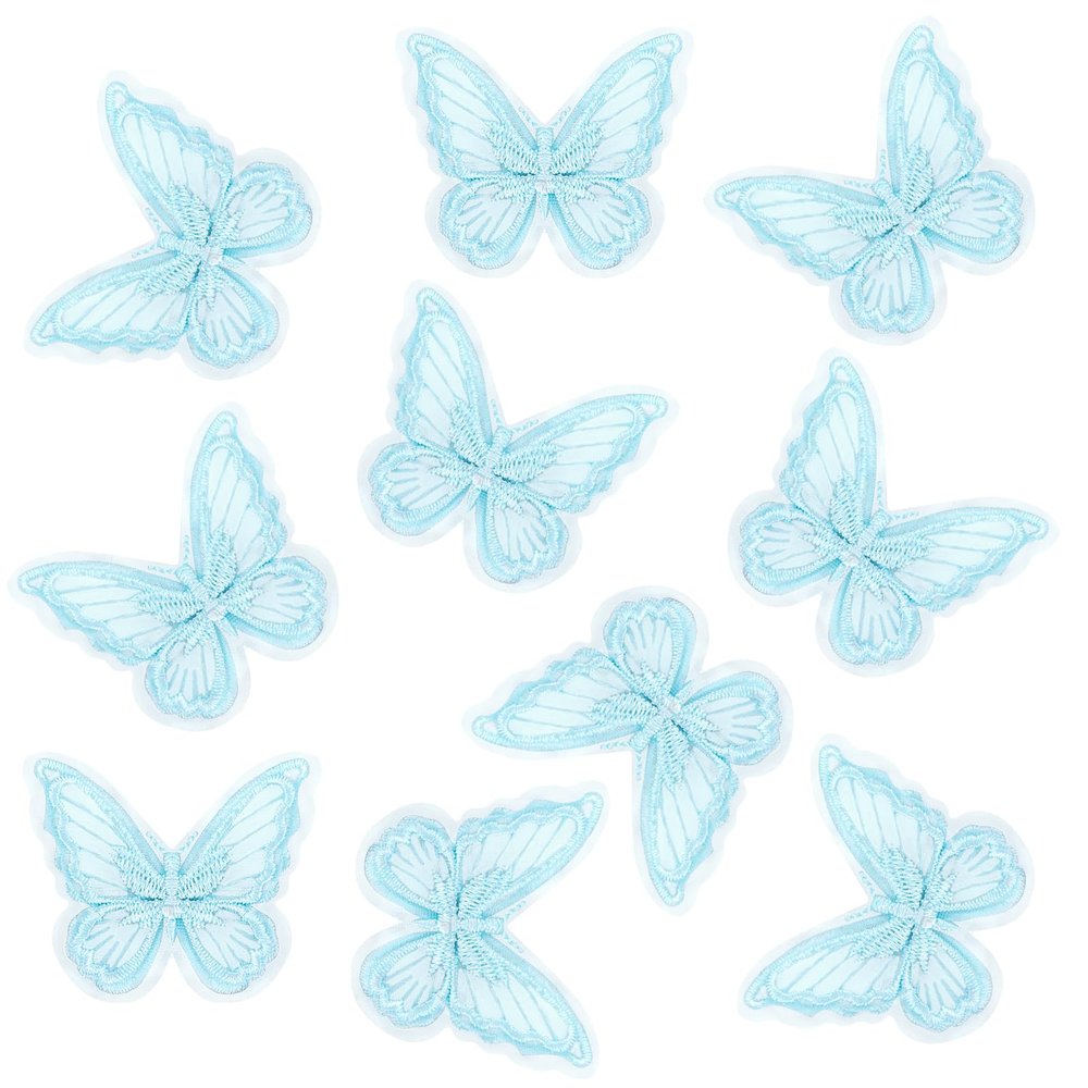 10 Pcs Blue Butterfly Hair Clips, Cute Lace Light Blue Butterfly Hair Clips Stylish Blues Butterflies Embroidery Hairpins for Women Daily Wedding Party Halloween Cosplay Photo Accessories