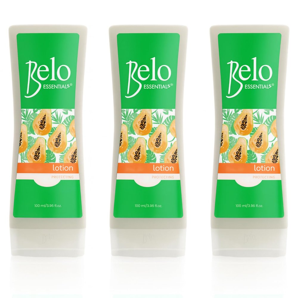 Belo Essentials Lotion Dermatologist Tested Lightweight Daily Moisturizing Care with Gentle Formula & Mild Scent Radiant Skin - 100ml x 3 Bottles