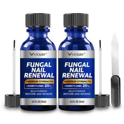 Toenail Fungus Treatment Extra Strength  2 Bottle Nail & Toe Solution with Undecylenic Acid 25% and Tea Tree Oil(15mlx2)