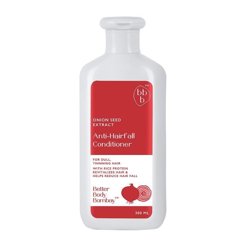 BETTER BODY BOMBAY Onion Seed Extract Anti-Hairfall Conditioner | Deep Nourishment to Damaged & Frizzy Hair | Natural Onion Extract to Smoothen & Strengthen Dull & Thin Hair | For Men & Women | 300ml
