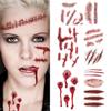 Halloween Tattoo Stickers - Horror Makeup Effects Temporary Tattoo Realistic Wound Scars Blood Drops Body Art Decals (Style52) view 1