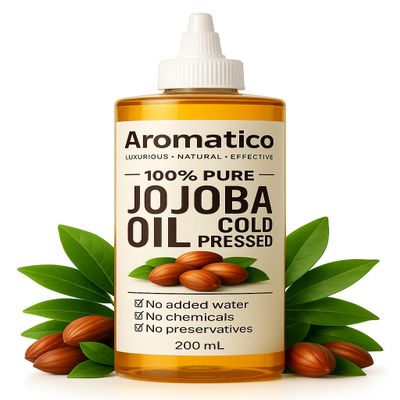 Aromatico Cold Pressed Jojoba Oil. 100% Natural Pure Moisturizing Oil for Hair, Skin & Body - 7 Fl Oz
