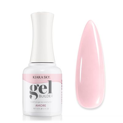 KIARA SKY Hema-Free Builder Gel for Nails | Soft Pink Builder Gel in a Bottle, Self-Leveling, Soak-Off for Weak Natural Nails, Extensions & Overlays, UV/LED 15ml - Amore