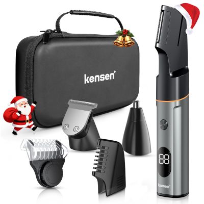 Body Hair Trimmer for Men - kensen 3-in-1 Beard Trimmer for Men, Manscape Men's Groin & Pubic Hair Trimmer IPX6 Waterproof Wet/Dry Hair Clippers for Mens Rechargeable Electric Razor for Mens (Gray)