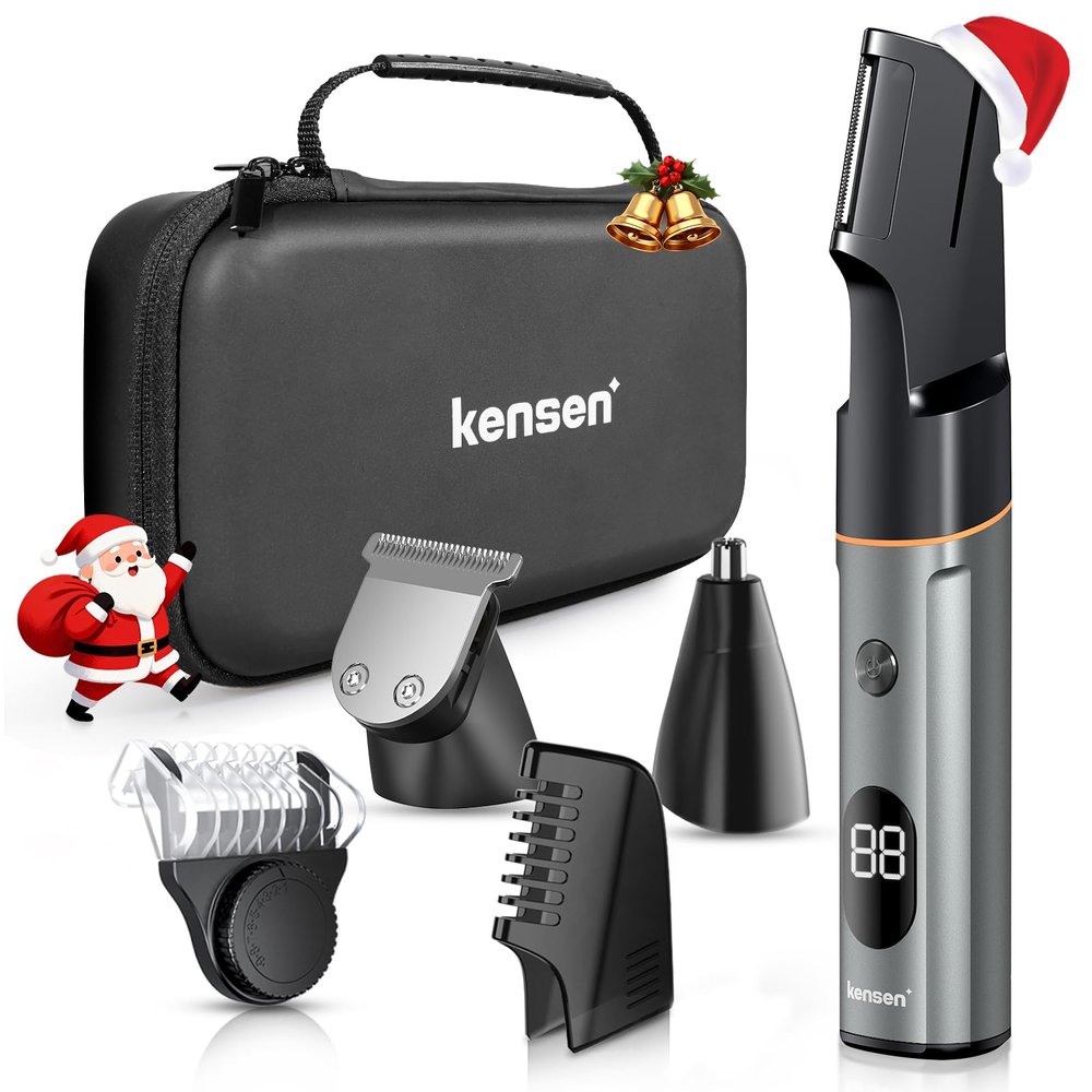 Body Hair Trimmer for Men - kensen 3-in-1 Beard Trimmer for Men, Manscape Men's Groin & Pubic Hair Trimmer IPX6 Waterproof Wet/Dry Hair Clippers for Mens Rechargeable Electric Razor for Mens (Gray)