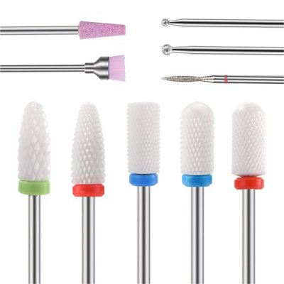 10Pcs Ceramic & Quartz-Reinforced Abrasive Nail Drill Bits Set - Polish Removal & Surface Polishing