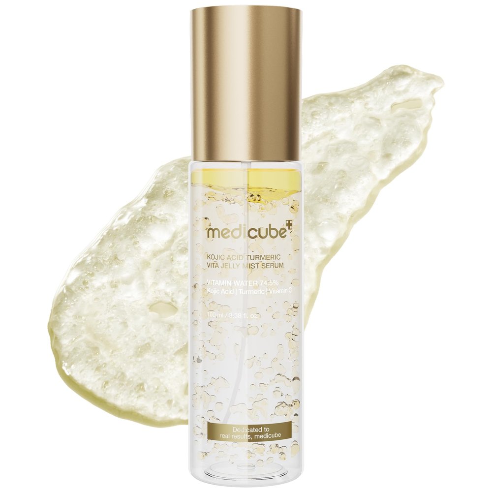 medicube Turmeric Vitamin Gold Jelly Mist Serum | 2-in-1 Daily Facial Spray and Serum | With Vitamin C, Turmeric, Panthenol for Hydrating, Calming Care | Lightweight, Refreshing Mist | Korean Skincare