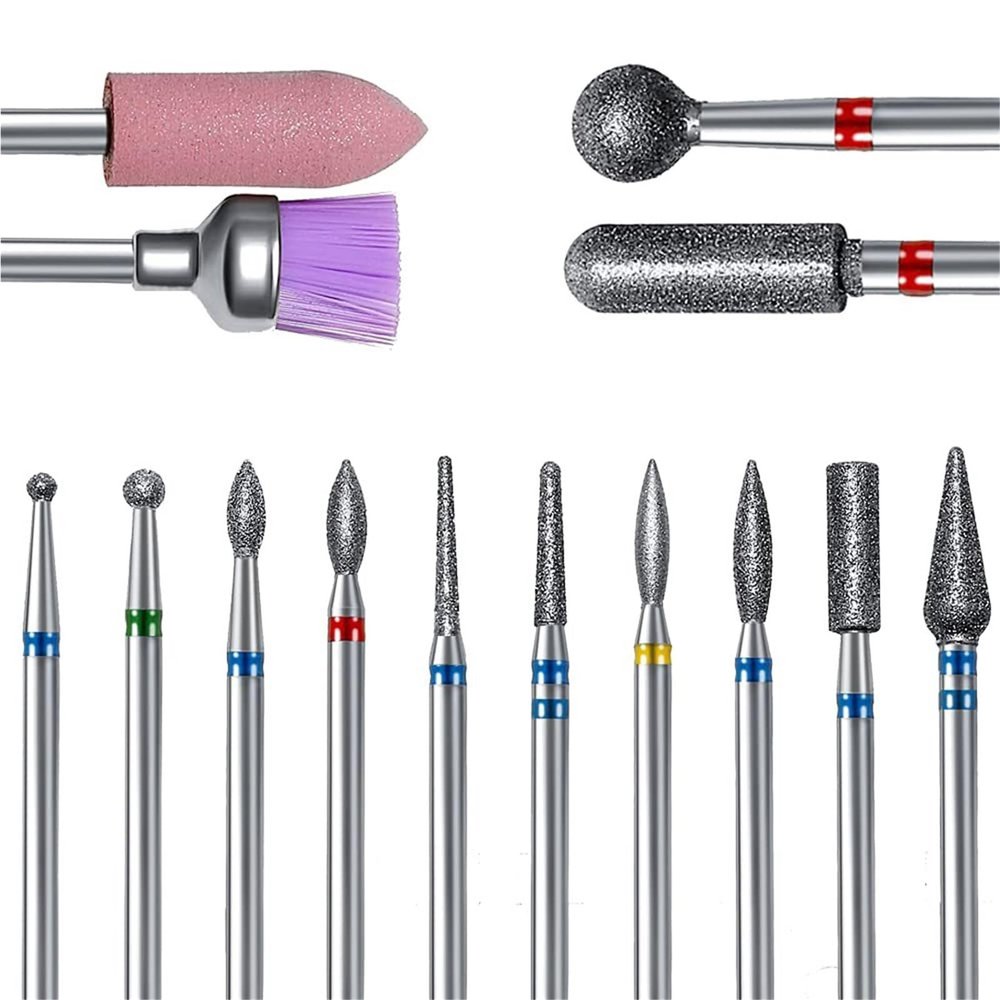 14pcs Nail Diamond Grinding Needles Set Nail Surface Coat Removal Polish Cleaning Buffing Heads Tools