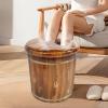 banborba Foot Soaking Tub, 16" Wooden Foot Bath Bucket, Footbath Barrel, Pedicure Bowl with Massage Roller & Lid, Foot Bath Basin for Soaking Feet, Brown view 2