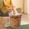 banborba Foot Soaking Tub, 16" Wooden Foot Bath Bucket, Footbath Barrel, Pedicure Bowl with Massage Roller & Lid, Foot Bath Basin for Soaking Feet, Brown view 3
