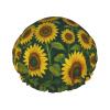 Sunflower Field Moonlit Night Double Layer Waterproof Shower Cap Reusable Bonnet Elastic Band Hat view 1