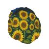 Sunflower Field Moonlit Night Double Layer Waterproof Shower Cap Reusable Bonnet Elastic Band Hat view 2