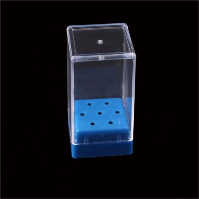 10pcs Nail Grinder Heads Storage Box Ceramic Tungsten Steel Nail Grinder Heads Case(Blue 7 Holes)