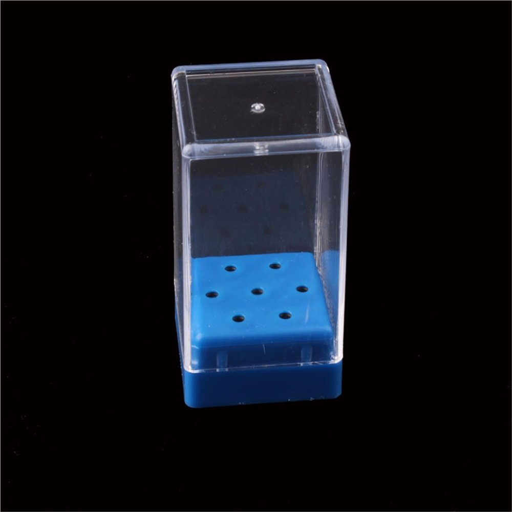 10pcs Nail Grinder Heads Storage Box Ceramic Tungsten Steel Nail Grinder Heads Case(Blue 7 Holes)